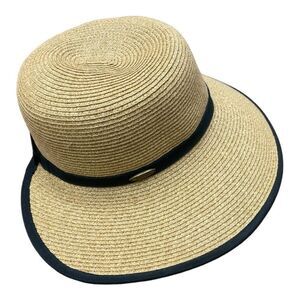 CAPPELLI Straworld Women's Wide Brim Sun Hat Black Band Removable Sweatband OS